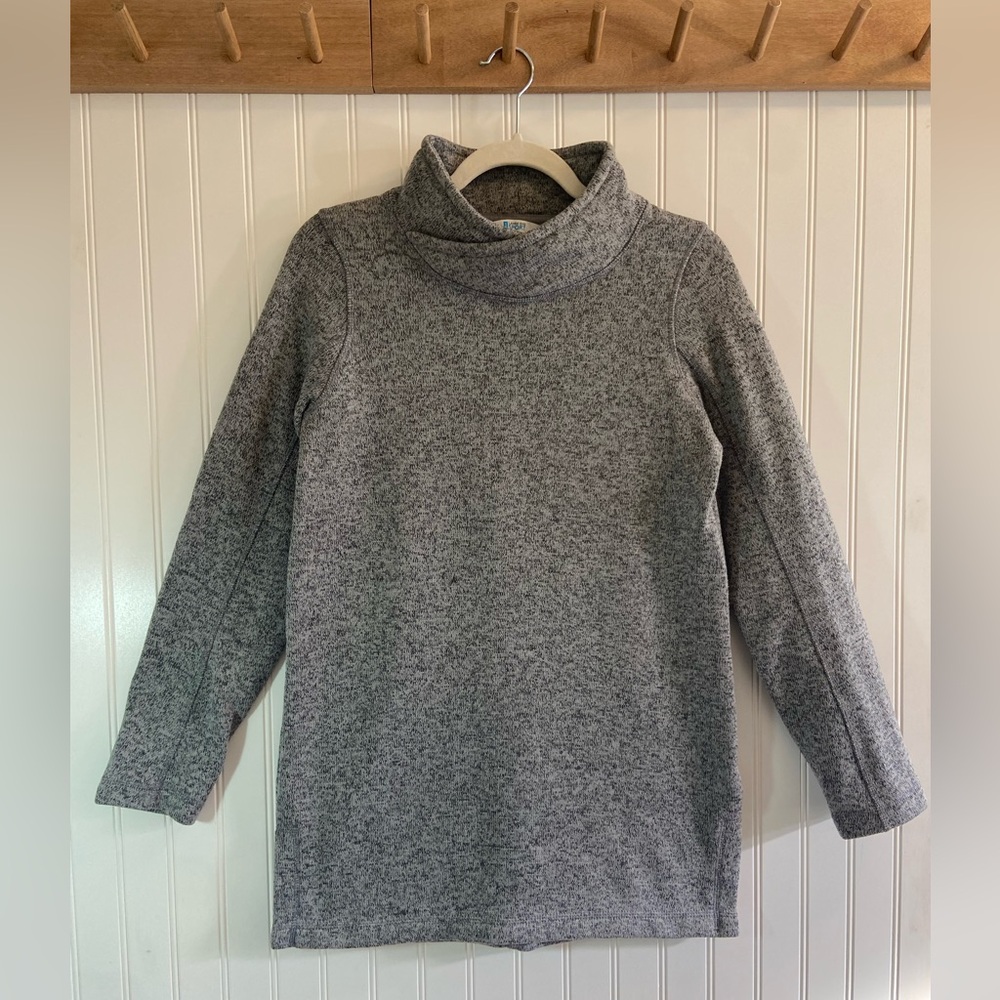 Lands’ End Sport Sweater Sweatshirt Tunic Mock Neck Heathered Grey XS 2-4